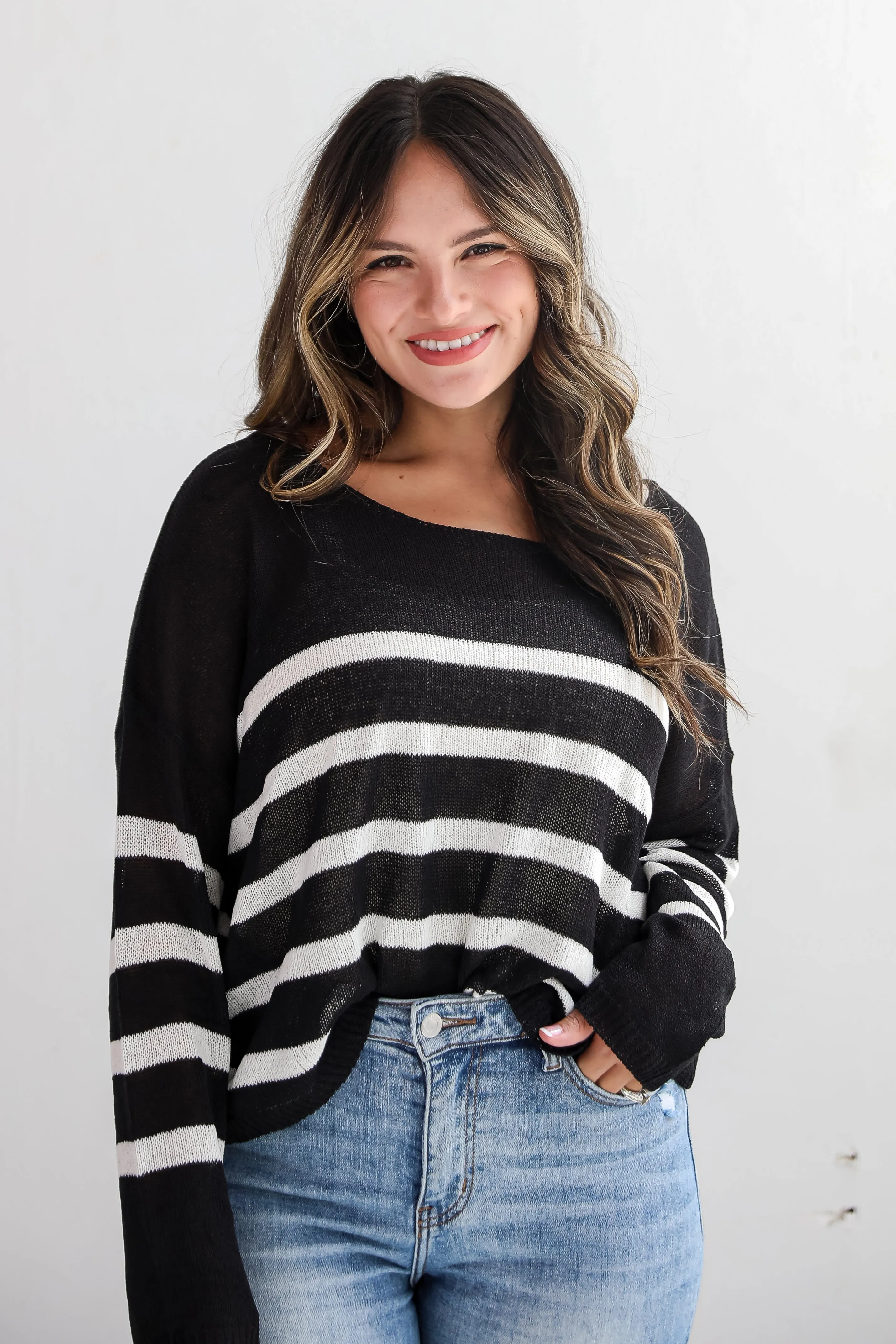 Stylish Promise Striped Lightweight Knit Sweater