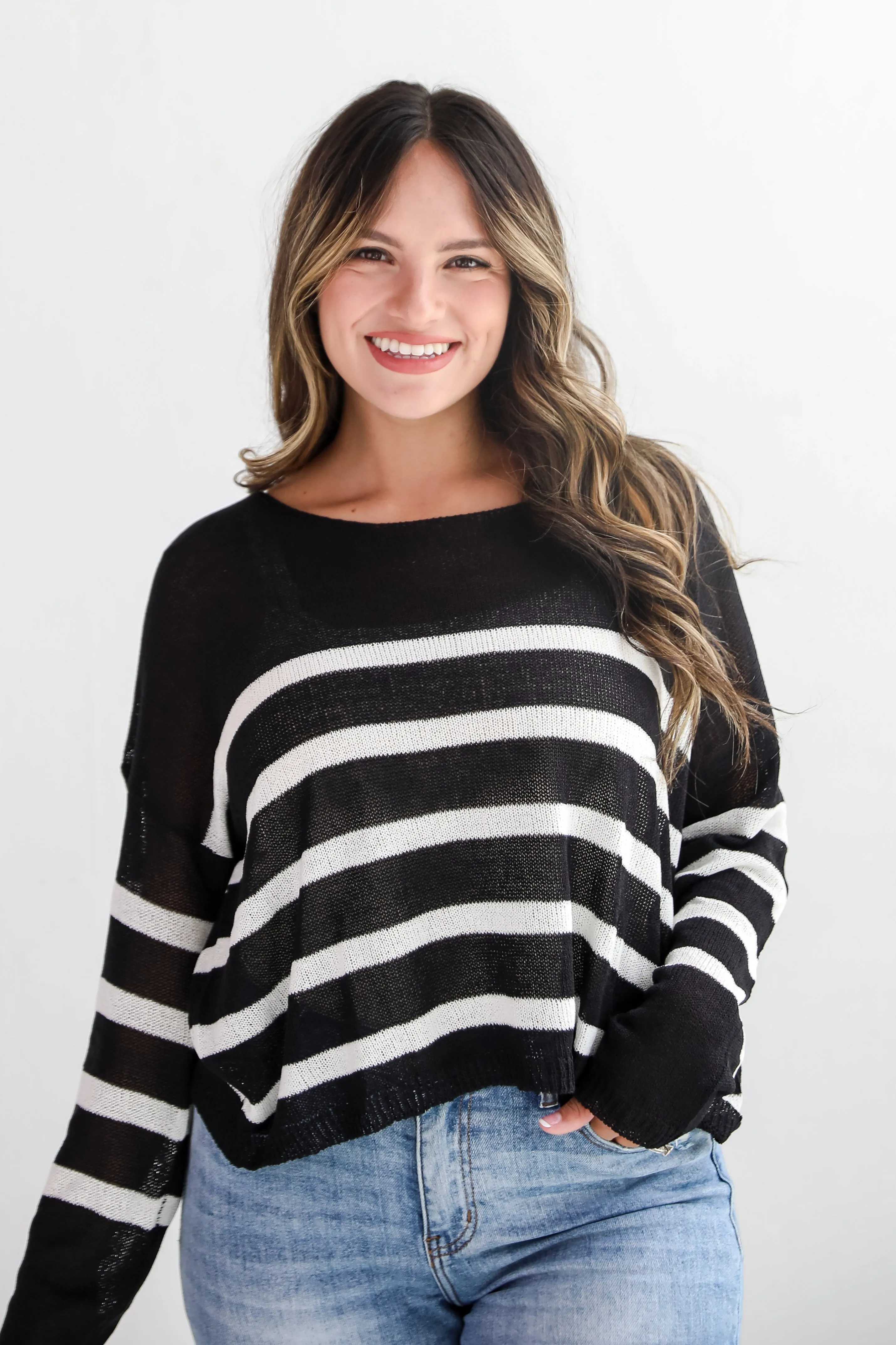 Stylish Promise Striped Lightweight Knit Sweater