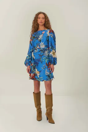 Surreal Flowers Blue Wrap Mini Dress