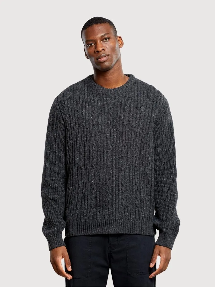 Sweater Ludvika Dark Grey Melange In Recycled Wool | Dedicated