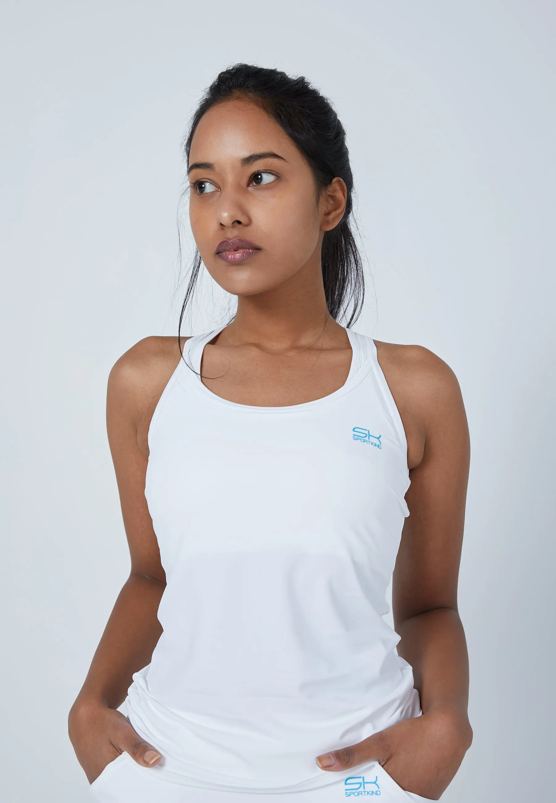 Tennis Spaghetti Tank Top, white