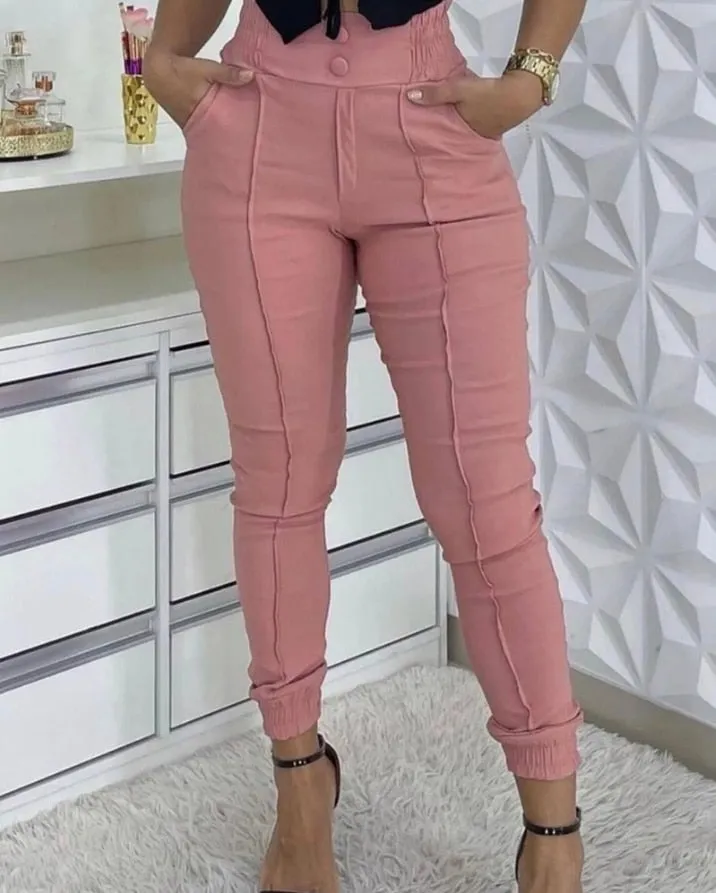 Trendy High Waist Casual Joggers Pants