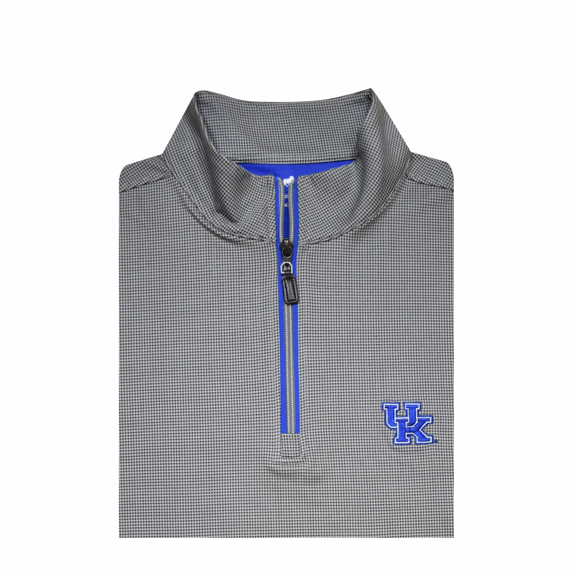 University of Kentucky Performance Houndstooth Quarter-Zip in Grey/Charcoal by Horn Legend