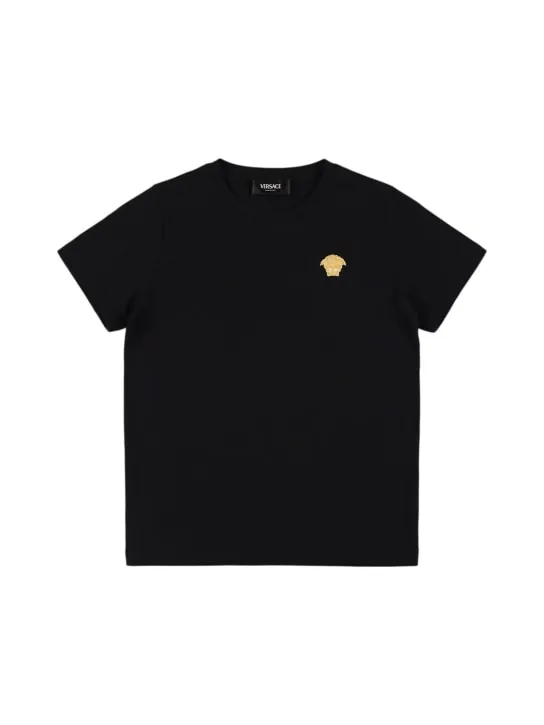 Versace   Embroidered cotton jersey t-shirt 