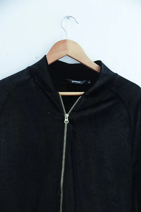 Vintage black womens full zip velvet material jacket