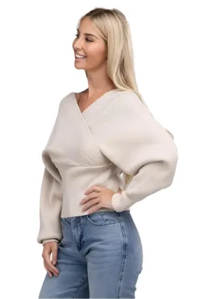 Viscose Cross Wrap Pullover Sweater