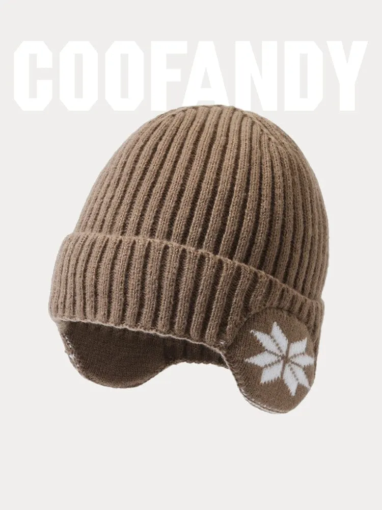 Warm Earflaps Knit Cuffed Beanie