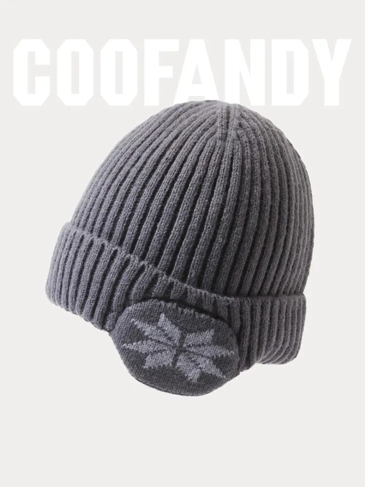 Warm Earflaps Knit Cuffed Beanie