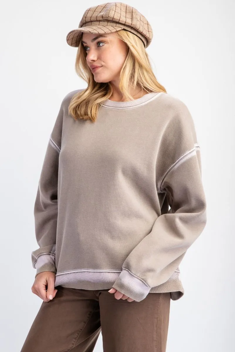 Washed Terry Knit Pullover