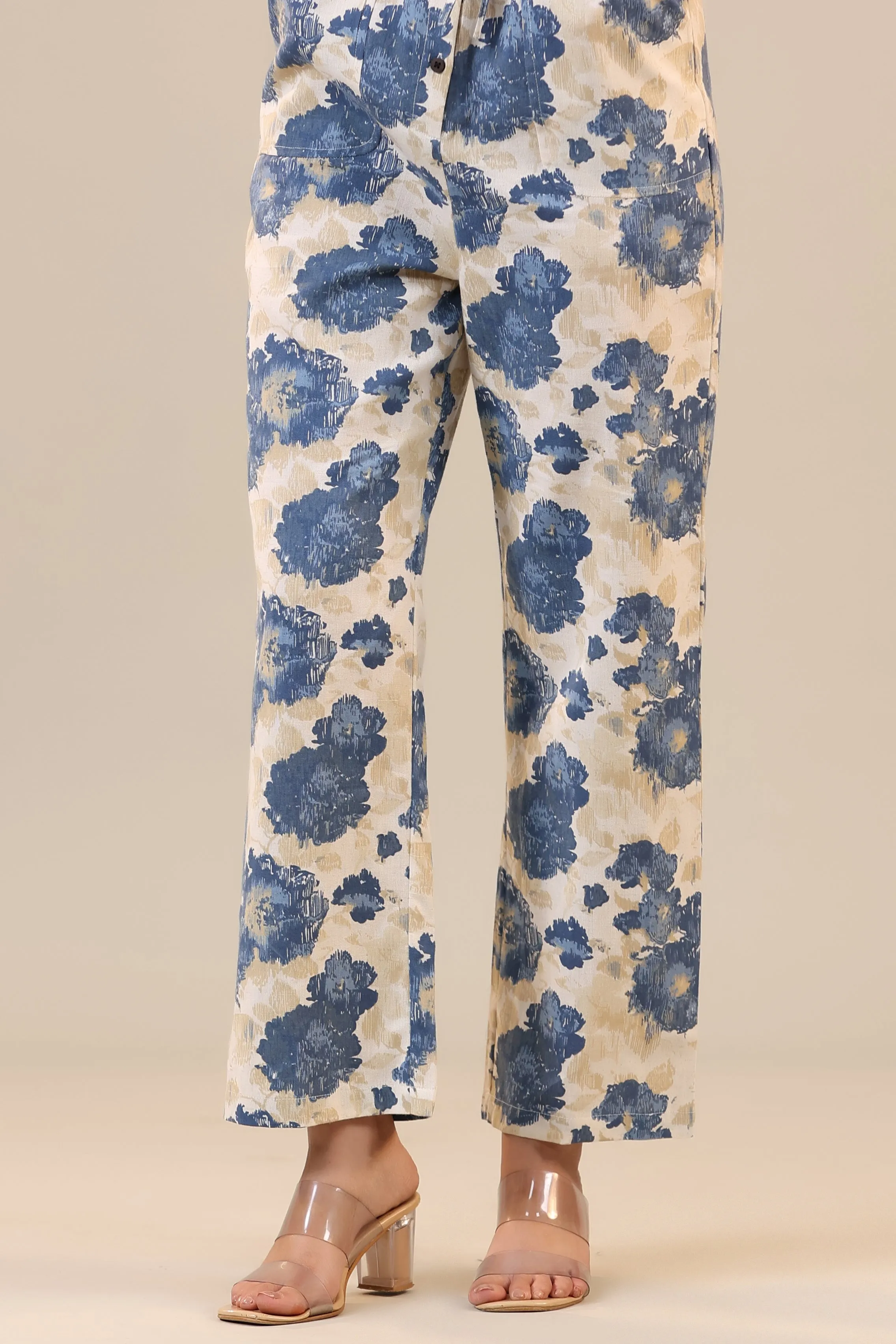 Watercolour Florals on Off white Cotton Flex Jumpsuit