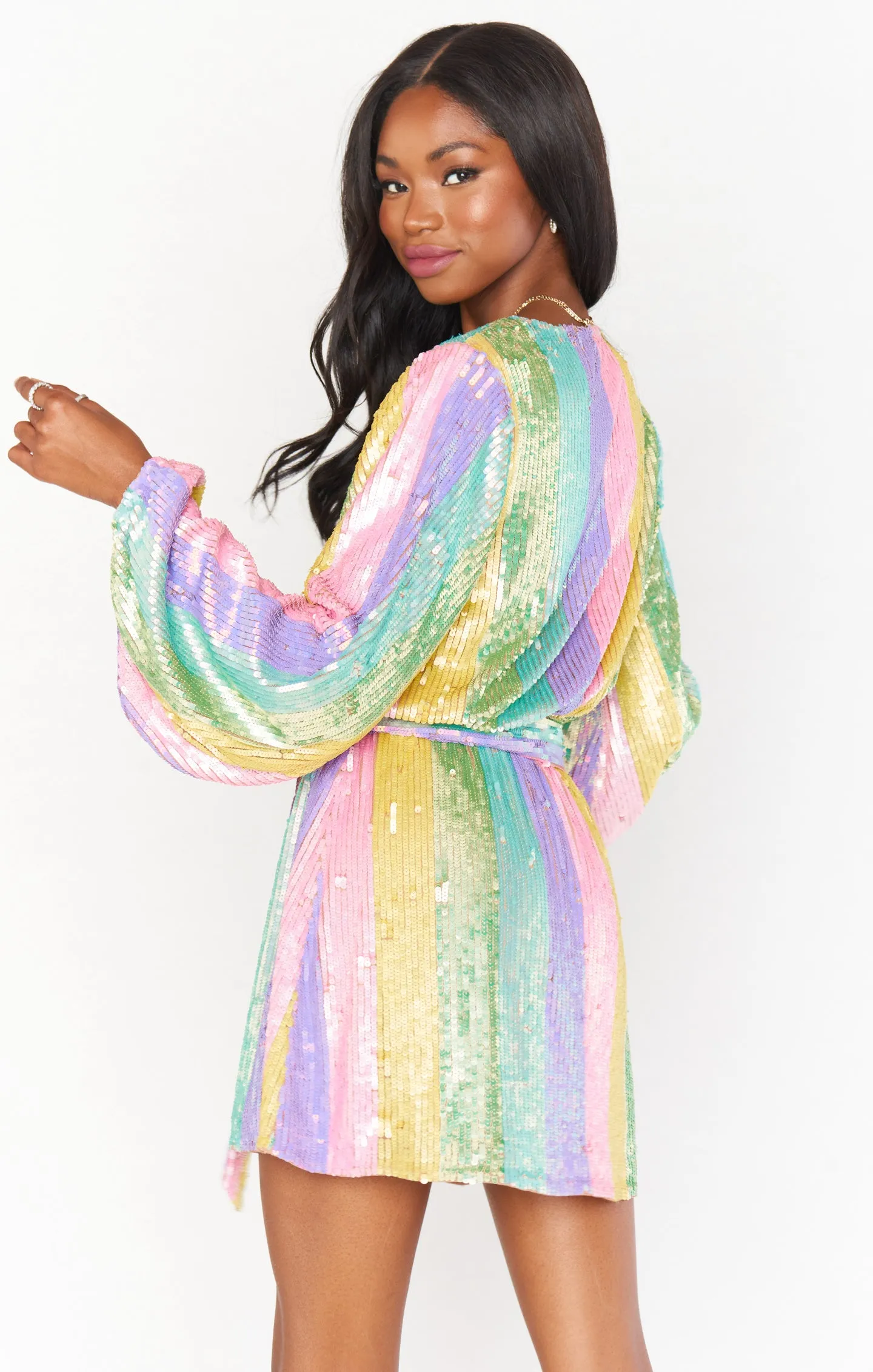 Wear Me Out Dress ~ Rainbow Stripe Sequins