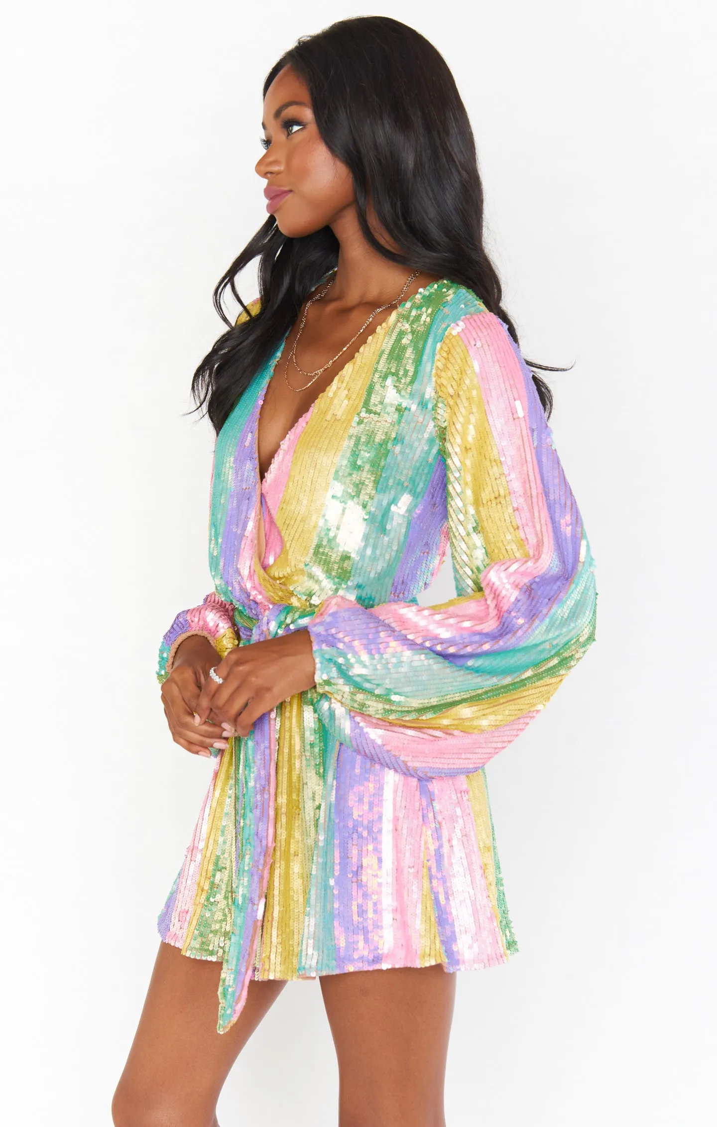 Wear Me Out Dress ~ Rainbow Stripe Sequins