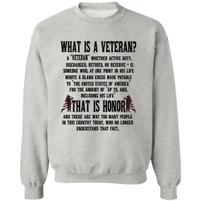 What is a Veteran? Men's Pullover Crewneck Sweatshirt 8 oz