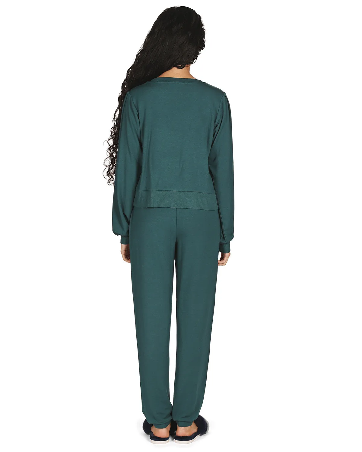 Women's Pleated Jogger Pants and Long Sleeve Shirt Set