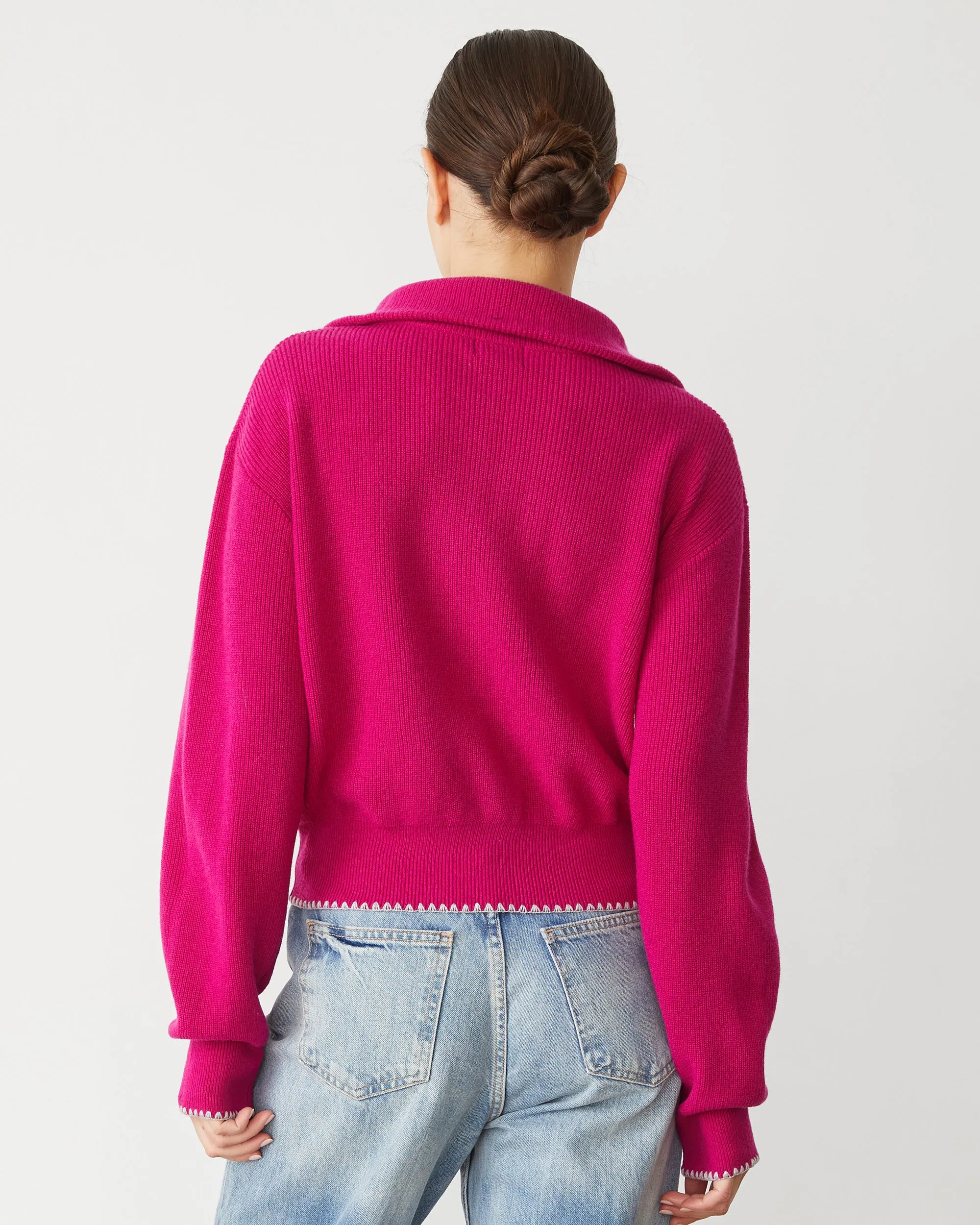 Wool Cashmere Half Zip Sweater