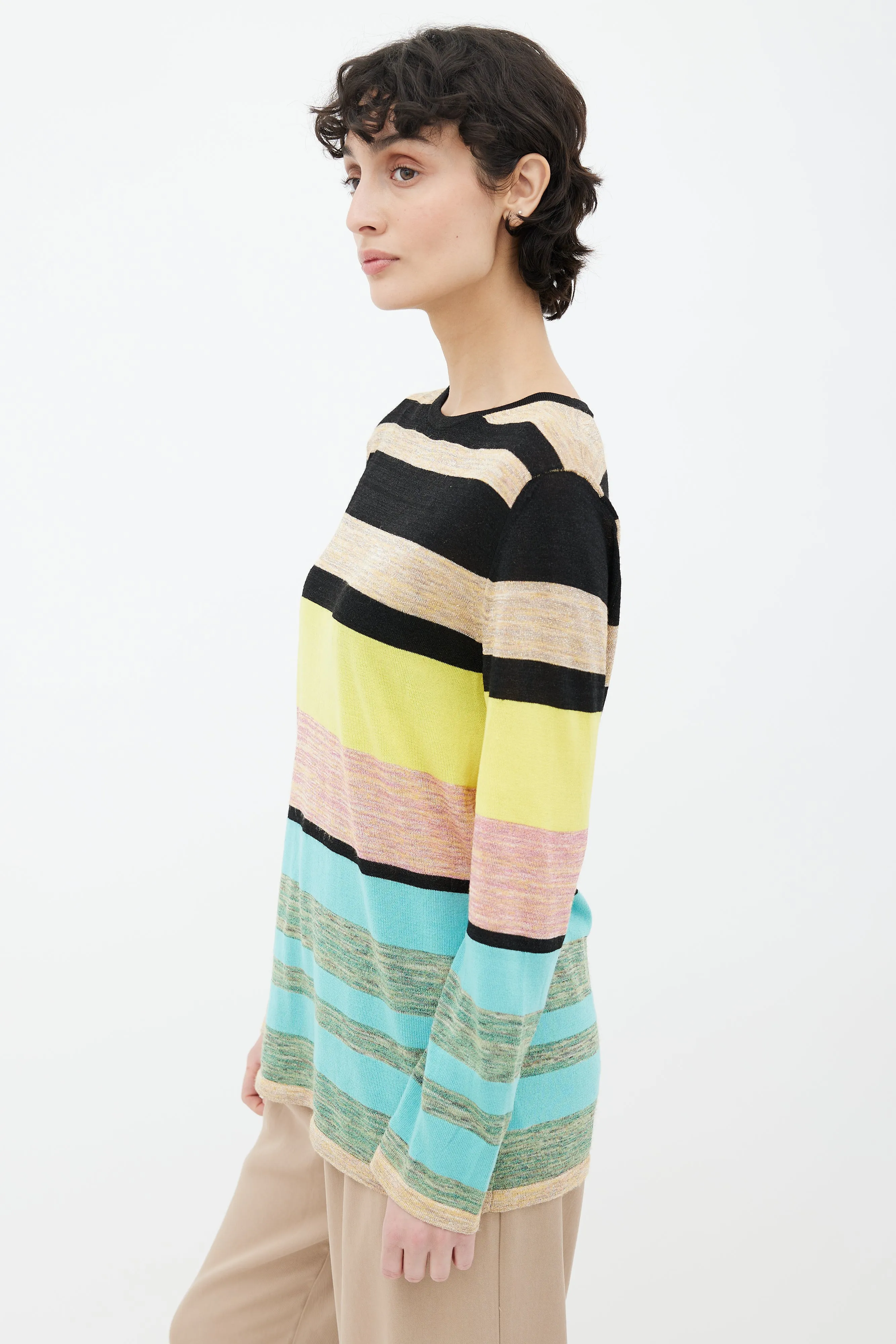 Yellow & Multicolor Metallic Knit Top